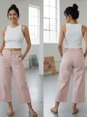 NWT Grey State Kate Women's High-Waist Wide-Leg Pants Light Pink Tint 2